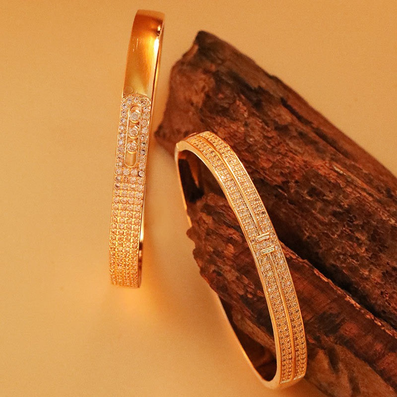 Hot selling copper micro inlaid jewelry supply, plated with real gold and zirconium inlaid bracelets, simple and personalized