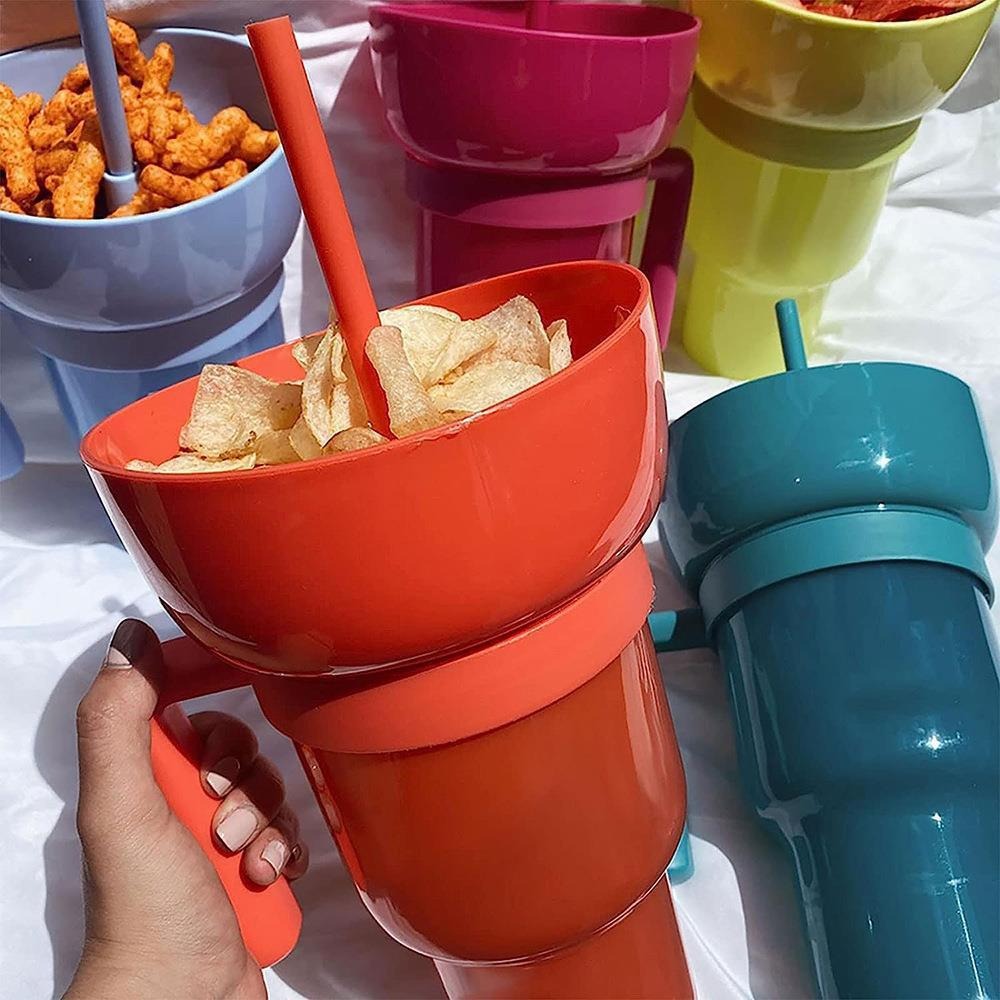 Rice popcorn bucket drink cola juice straw cup popcorn cola bucket