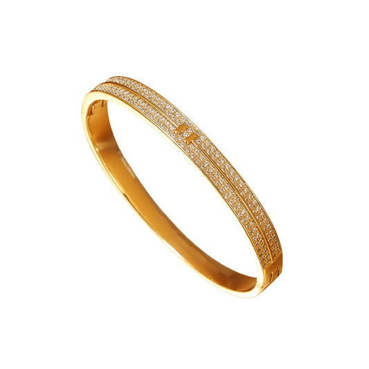 Hot selling copper micro inlaid jewelry supply, plated with real gold and zirconium inlaid bracelets, simple and personalized
