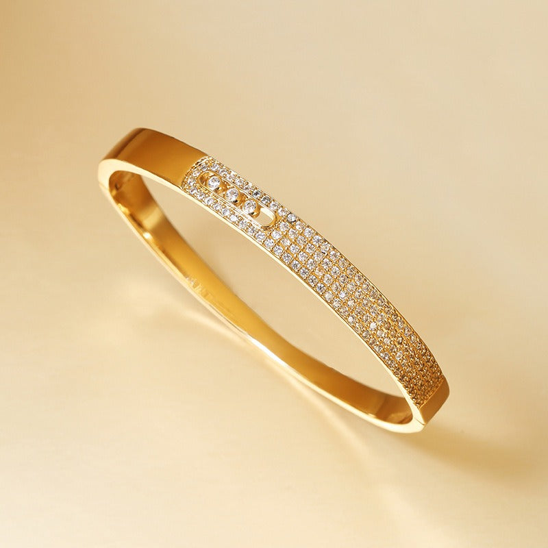 Hot selling copper micro inlaid jewelry supply, plated with real gold and zirconium inlaid bracelets, simple and personalized