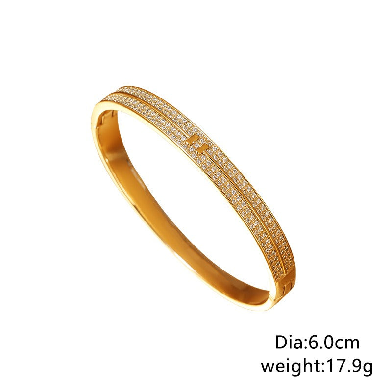 Hot selling copper micro inlaid jewelry supply, plated with real gold and zirconium inlaid bracelets, simple and personalized